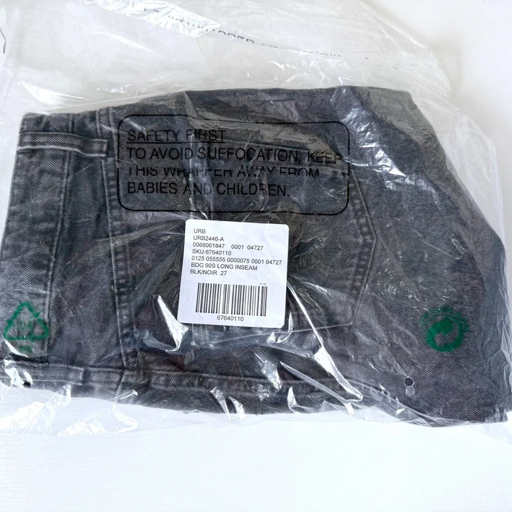 Urban Outfitters | BDG Long Inseam Raw Hem Denim Jean Shorts Black New 27 Waist